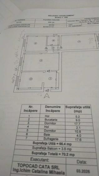 Apartament cu 3 camere semidecomandat în Central