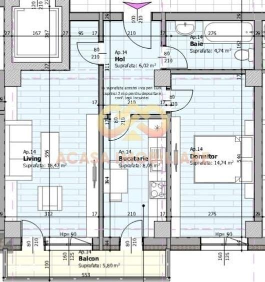 Apartament cu 2 camere decomandat în Galata