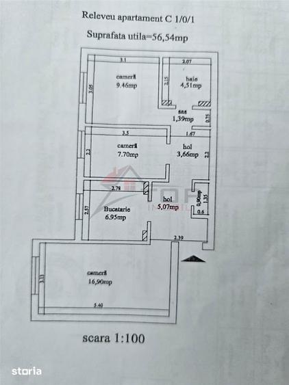 Apartament cu 3 camere decomandat în Dacia