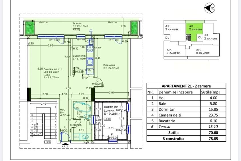 Apartament cu 2 camere decomandat în Băneasa