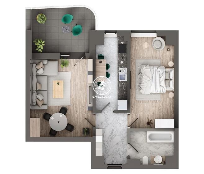 Apartament cu 2 camere în Galata