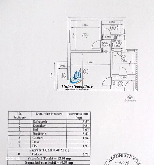 Apartament cu 2 camere semidecomandat în Sărata