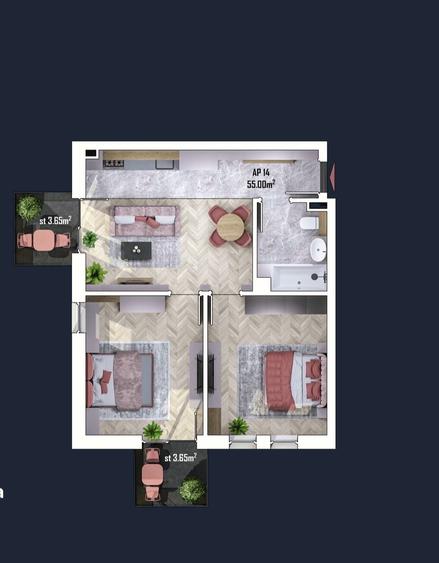 Apartament cu 3 camere decomandat în Florești