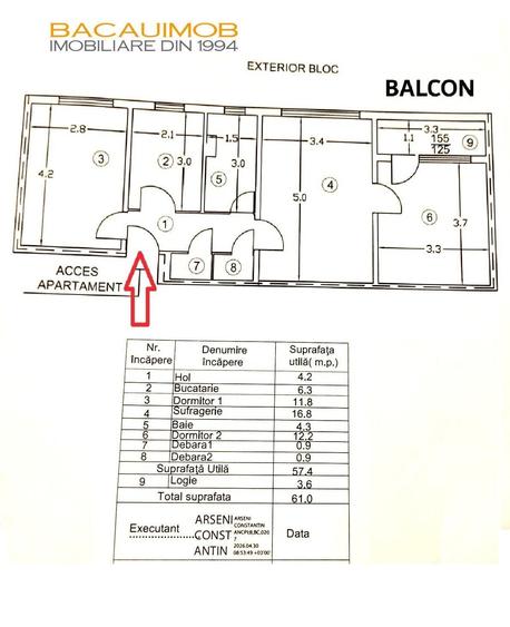 Apartament cu 3 camere semidecomandat în 9 Mai