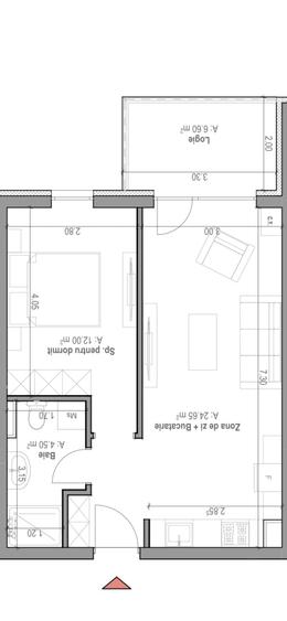 Apartament cu 2 camere decomandat în Exterior Vest