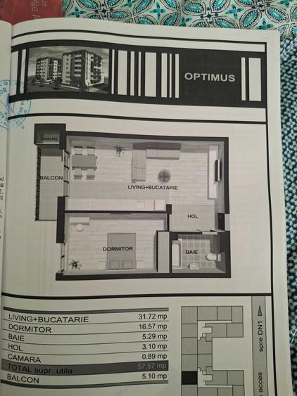 Apartament cu 2 camere semidecomandat în Florești