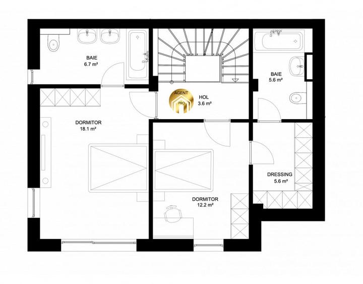 Duplex cu 4 camere cu Canalizare în Otopeni