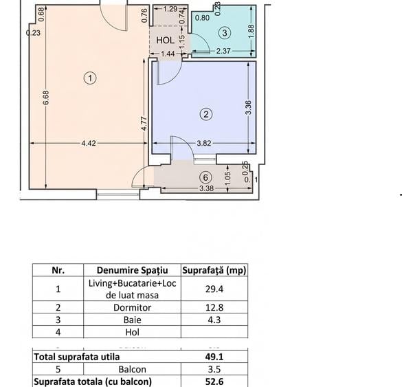 Apartament cu 2 camere în Tunari