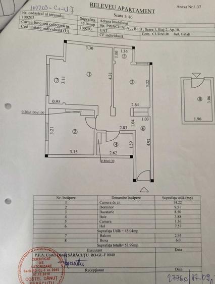 Apartament cu 2 camere decomandat în Cudalbi