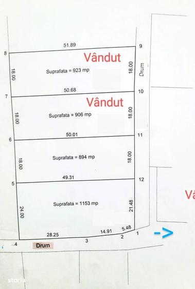 Teren 1153 mp cu front de 48 m la doar 9 km de Oradea | Elado beltelek - 1
