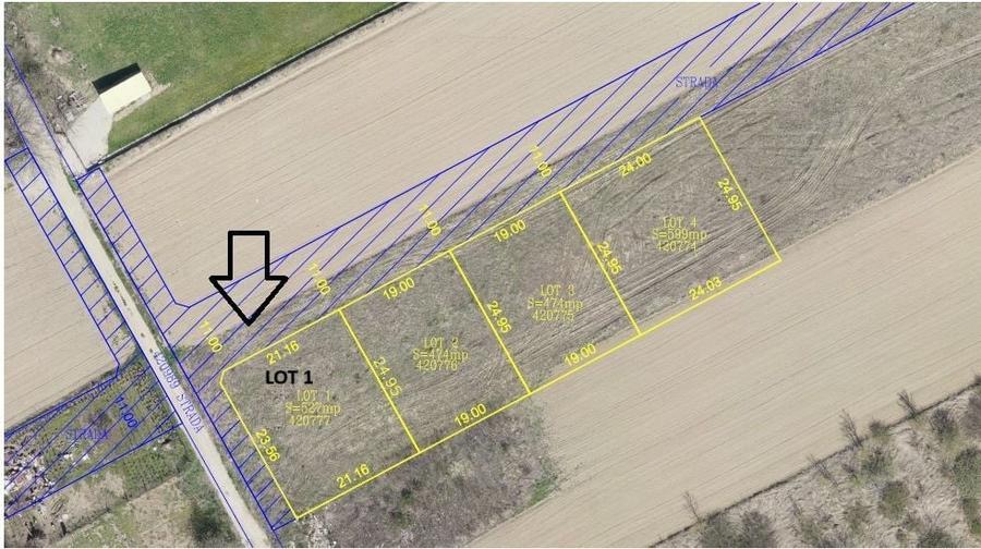 Teren Construcții intravilan de 474 mp, în Exterior Vest