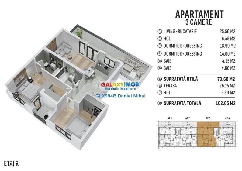 Apartament 3 camere2 bai+terasa 29mp-Prelungirea Ghencea - 18