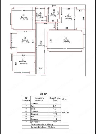 Apartament cu 4 camere decomandat în Central