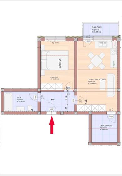 Apartament cu 2 camere semidecomandat în Sânpetru