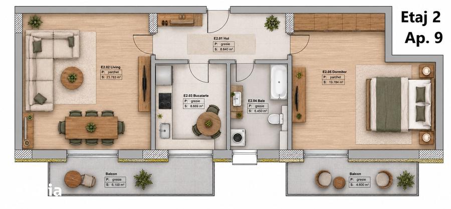 Apartament cu 2 camere în Tomis Plus