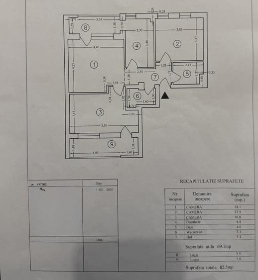 Apartament cu 3 camere semidecomandat în Iancului