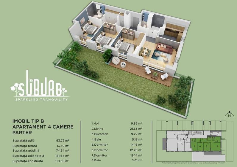 Apartament cu 4 camere decomandat în Nord