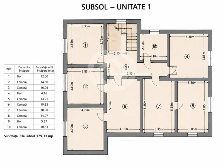 Duplex cu 18 camere cu Canalizare în Calea Dumbrăvii