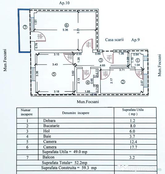 Apartament cu 2 camere decomandat în Est