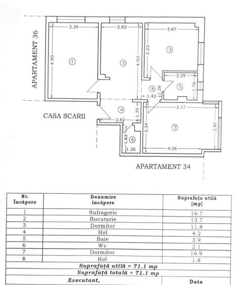 Apartament cu 3 camere decomandat, mobilat în Capitol