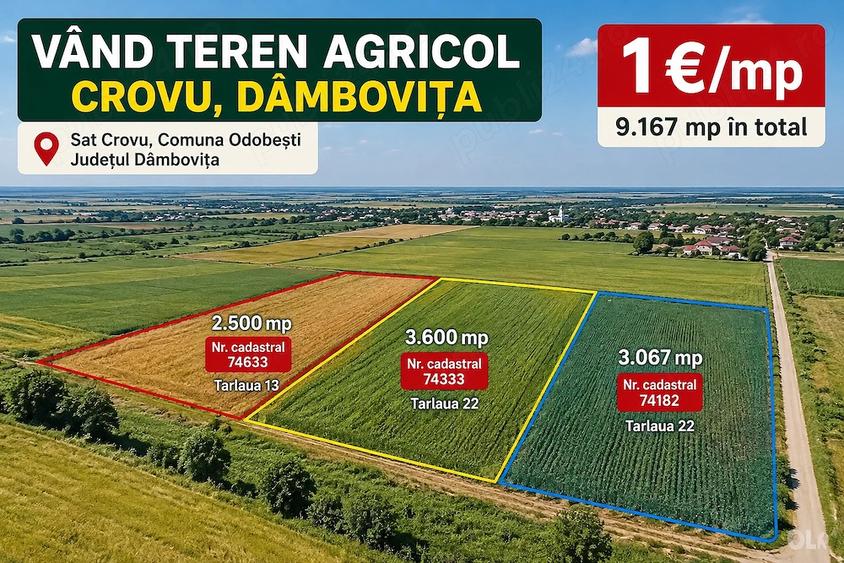 Teren de 9167 mp, în Crovu