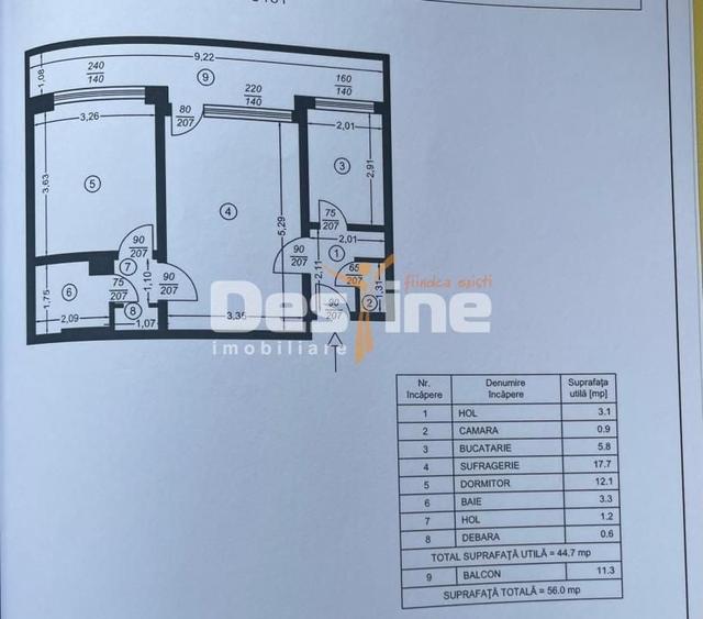 Apartament cu 2 camere semidecomandat în Sud
