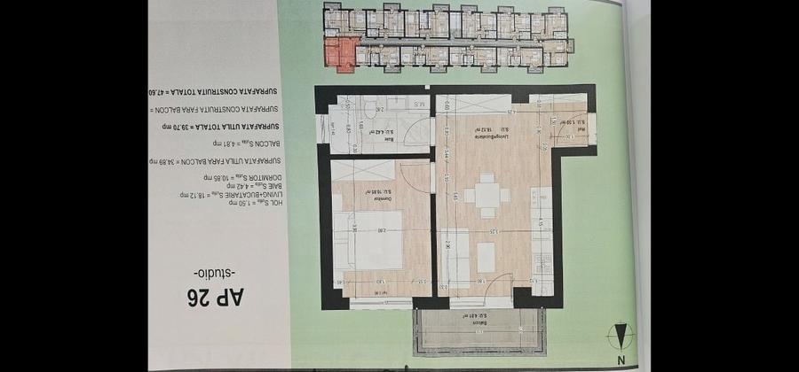 Apartament cu 2 camere semidecomandat în Central