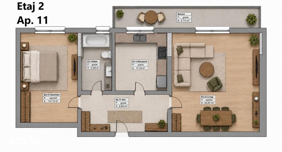 Apartament cu 2 camere în Tomis Plus