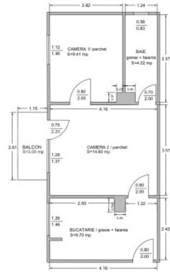 Apartament cu 2 camere semidecomandat în Gherla