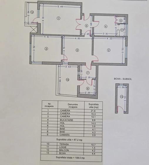Apartament cu 3 camere decomandat în Central