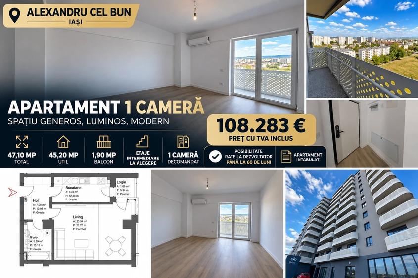 Garsonieră decomandată în Alexandru cel Bun