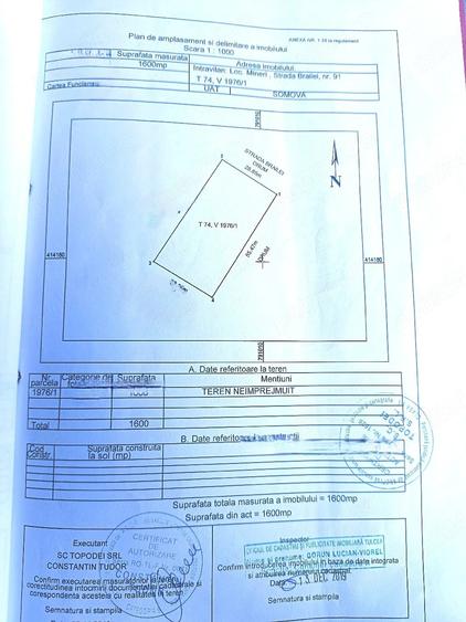 Teren de 1600 mp, în Mineri