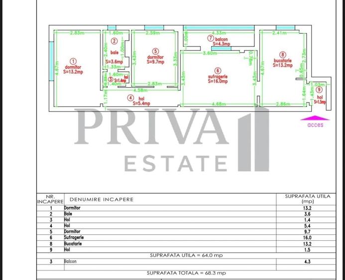 Apartament cu 3 camere semidecomandat, mobilat în Circumvalațiunii