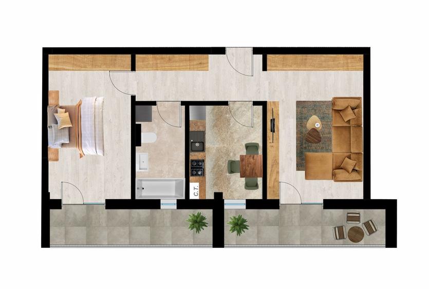 Apartament decomandat cu 2 camere si 2 balcoane ! Parcare inclusa! - 3
