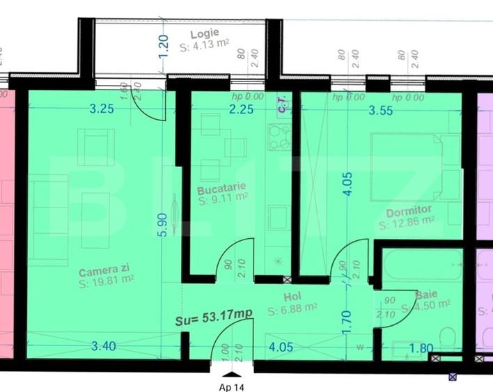 Apartament 2 Camere, 53mp | Zona Aradului | Etaj 1 - 1