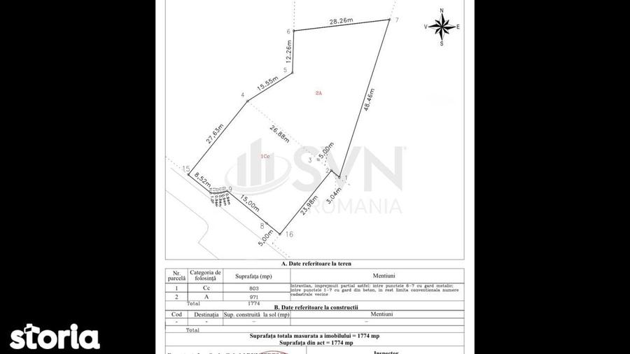 Teren de 1774 mp, în Central