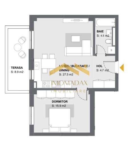 Apartament cu 2 camere în Aradului