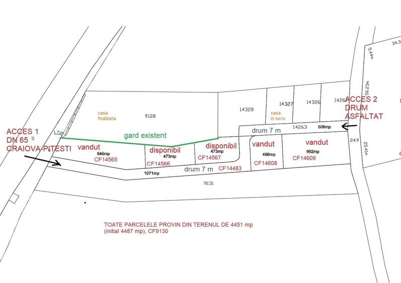 Teren Construcții intravilan de 473 mp, în Albota