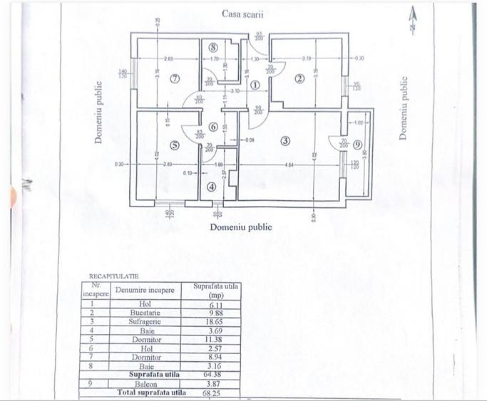 Apartament cu 3 camere decomandat în Central