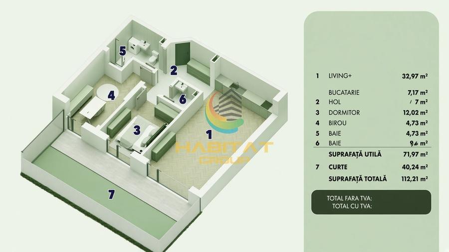 Apartament cu 3 camere decomandat în Sud