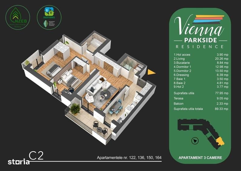 Apartament cu 3 camere decomandat în Metalurgiei