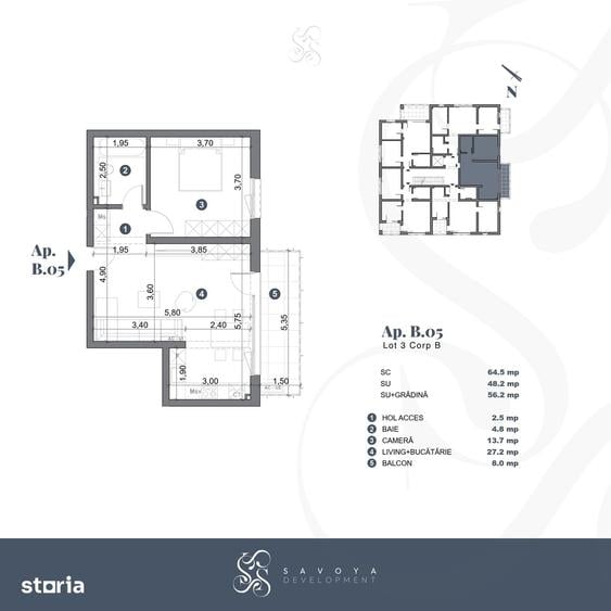 Apartament cu 2 camere în Șagului