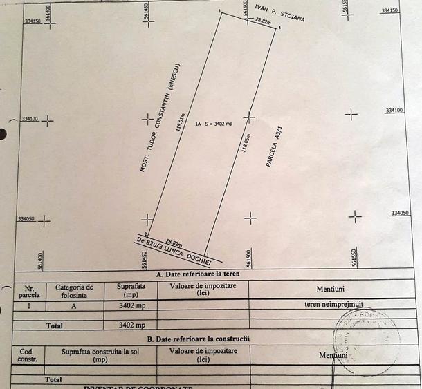 Teren Construcții intravilan de 3400 mp, în Nicolae Grigorescu