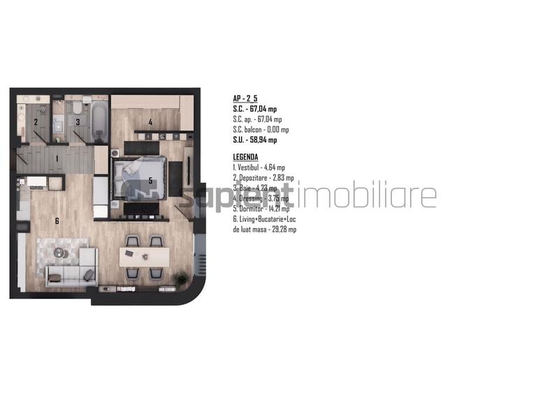 Apartament cu 2 camere decomandat în Ultracentral