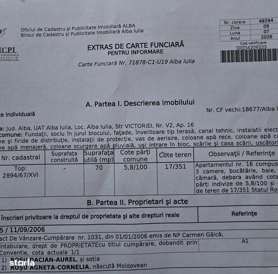 Apartament cu 3 camere în Cetate