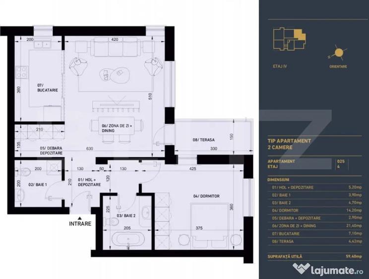 Apartament cu 2 camere si 2 bai, Smart Home, 60 mp - Complex - 1