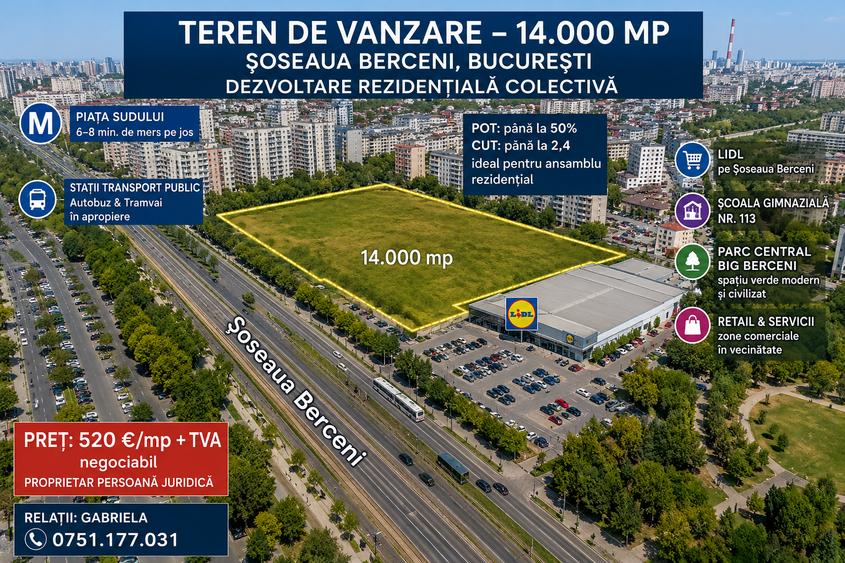 Teren Construcții intravilan de 14000 mp, în Berceni