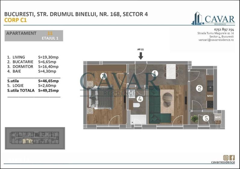 Apartament cu 2 camere în Metalurgiei