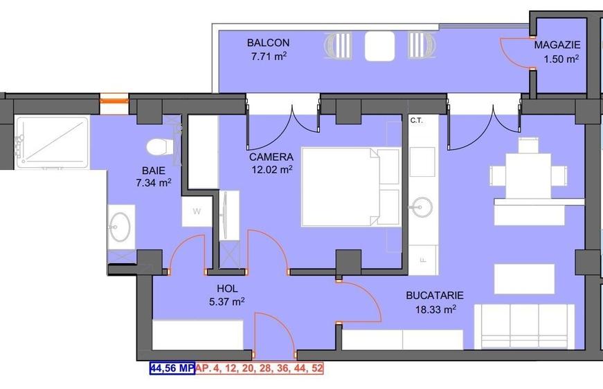 Apartament cu 2 camere decomandat în Central