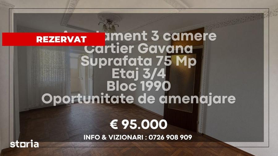 Apartament decomandat 3 camere Gavana - 1